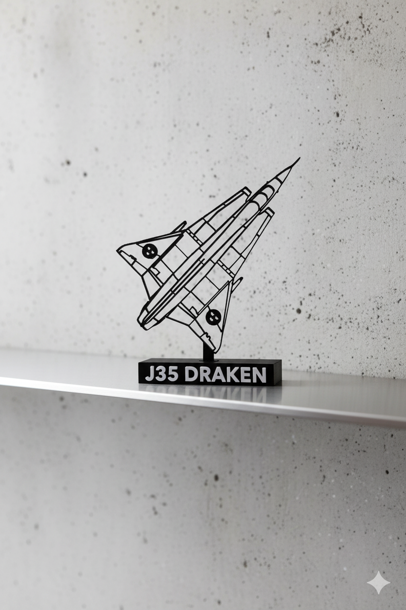 J35 Draken - Top View - Swedish Fighter Jet - 3D Printed Scale Model