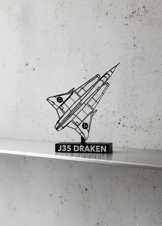 J35 Draken - Top View - Swedish Fighter Jet - 3D Printed Scale Model