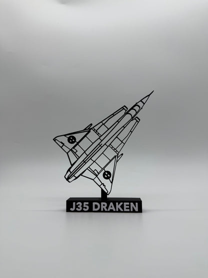 J35 Draken - Top View - Swedish Fighter Jet - 3D Printed Scale Model