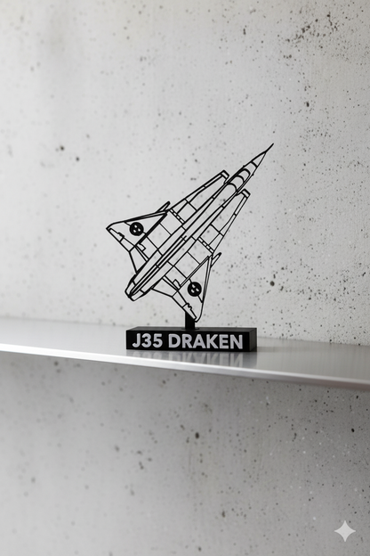 J35 Draken - Top View - Swedish Fighter Jet - 3D Printed Scale Model