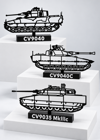 CV90 Bundle Pack with three distinct silhouettes and labelled bases, closer studio digital preview.