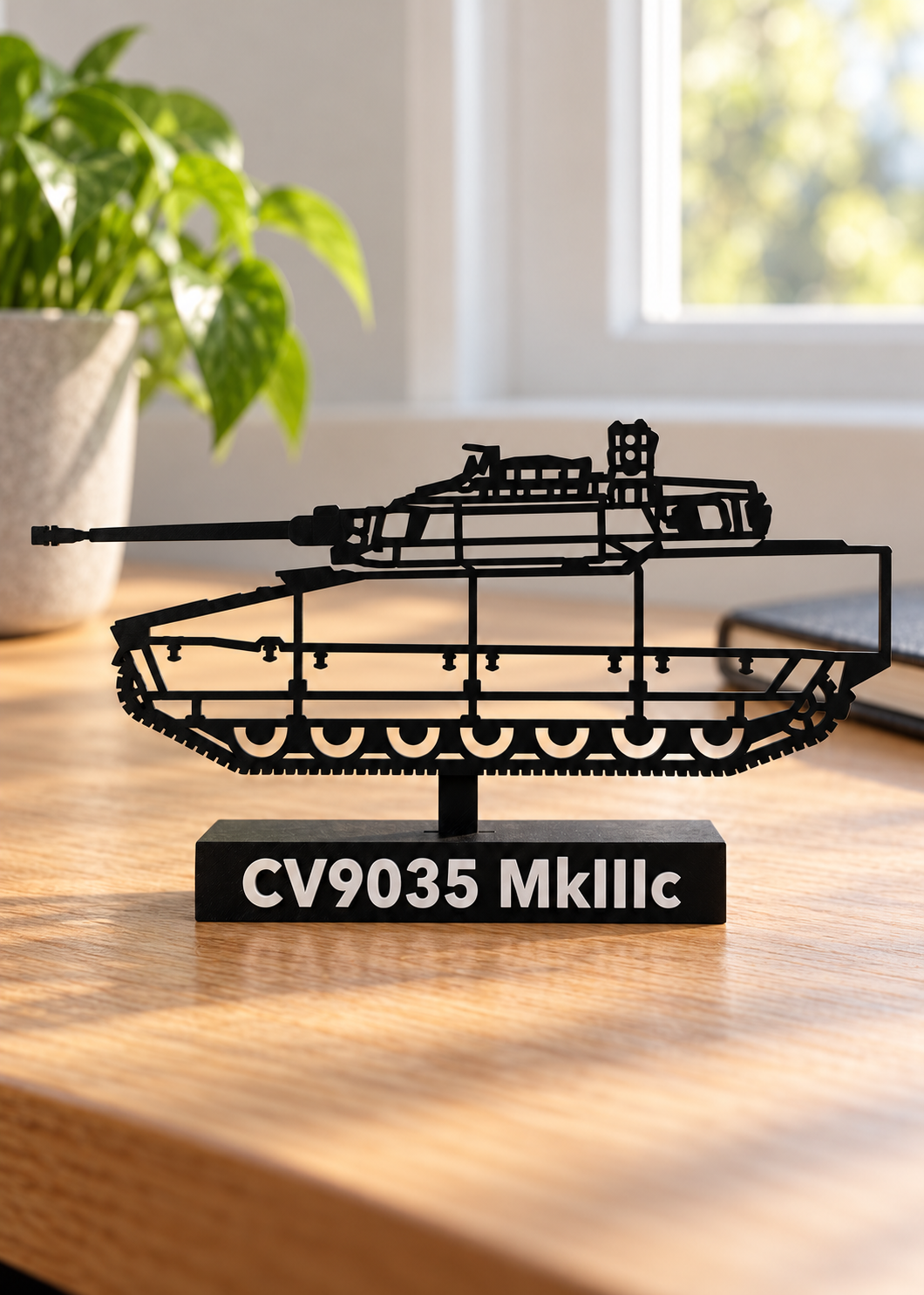 Updated CV9035 MkIII C silhouette on an oak home-office desk, digital lifestyle preview.