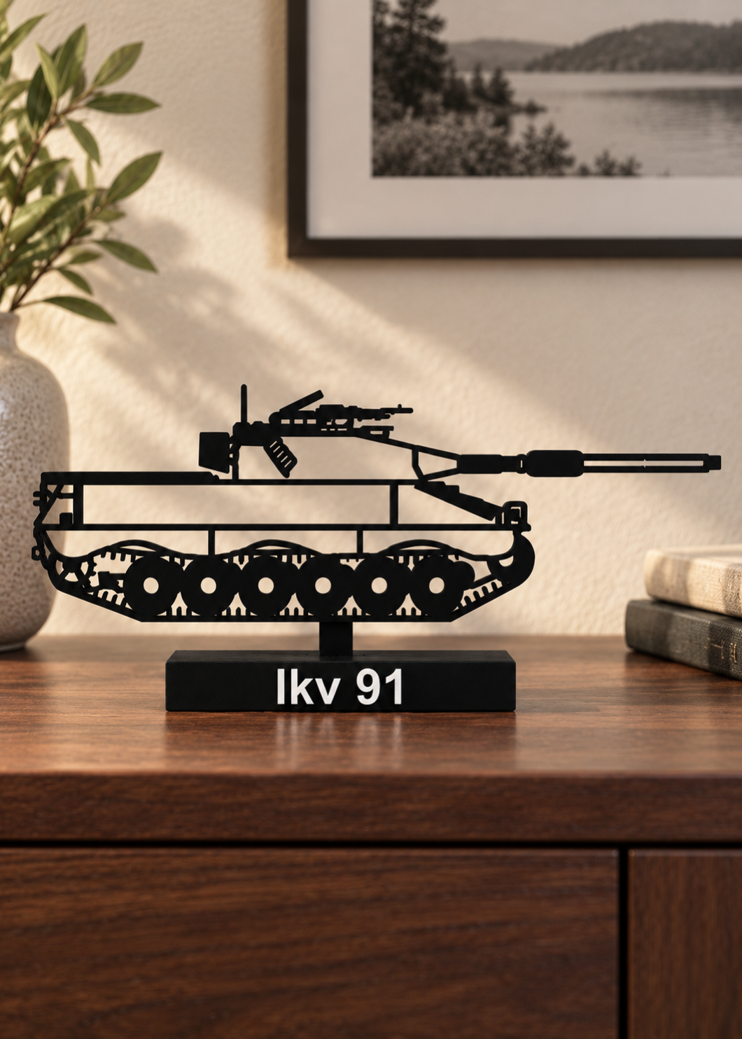 Updated Ikv 91 silhouette with original base on a home collector shelf; digital lifestyle preview.