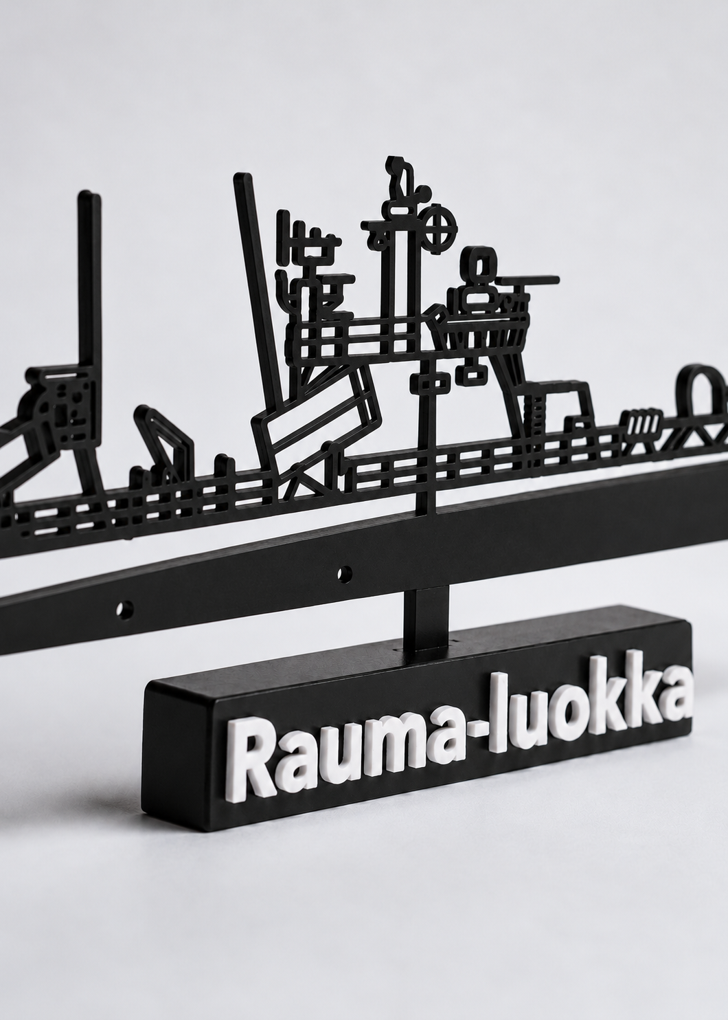 Rauma-luokka V2 close studio digital preview of open mast details and original raised base lettering.