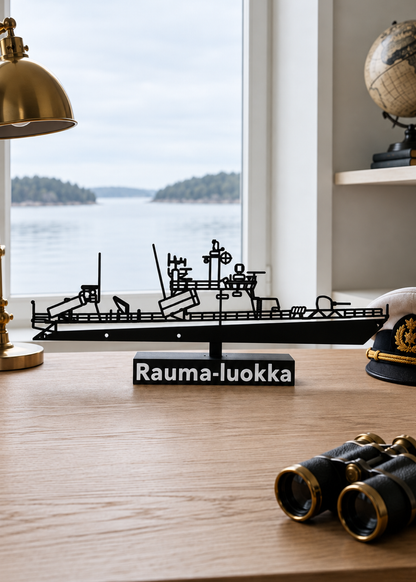 Rauma-luokka updated silhouette on a nautical desk, digital lifestyle preview.