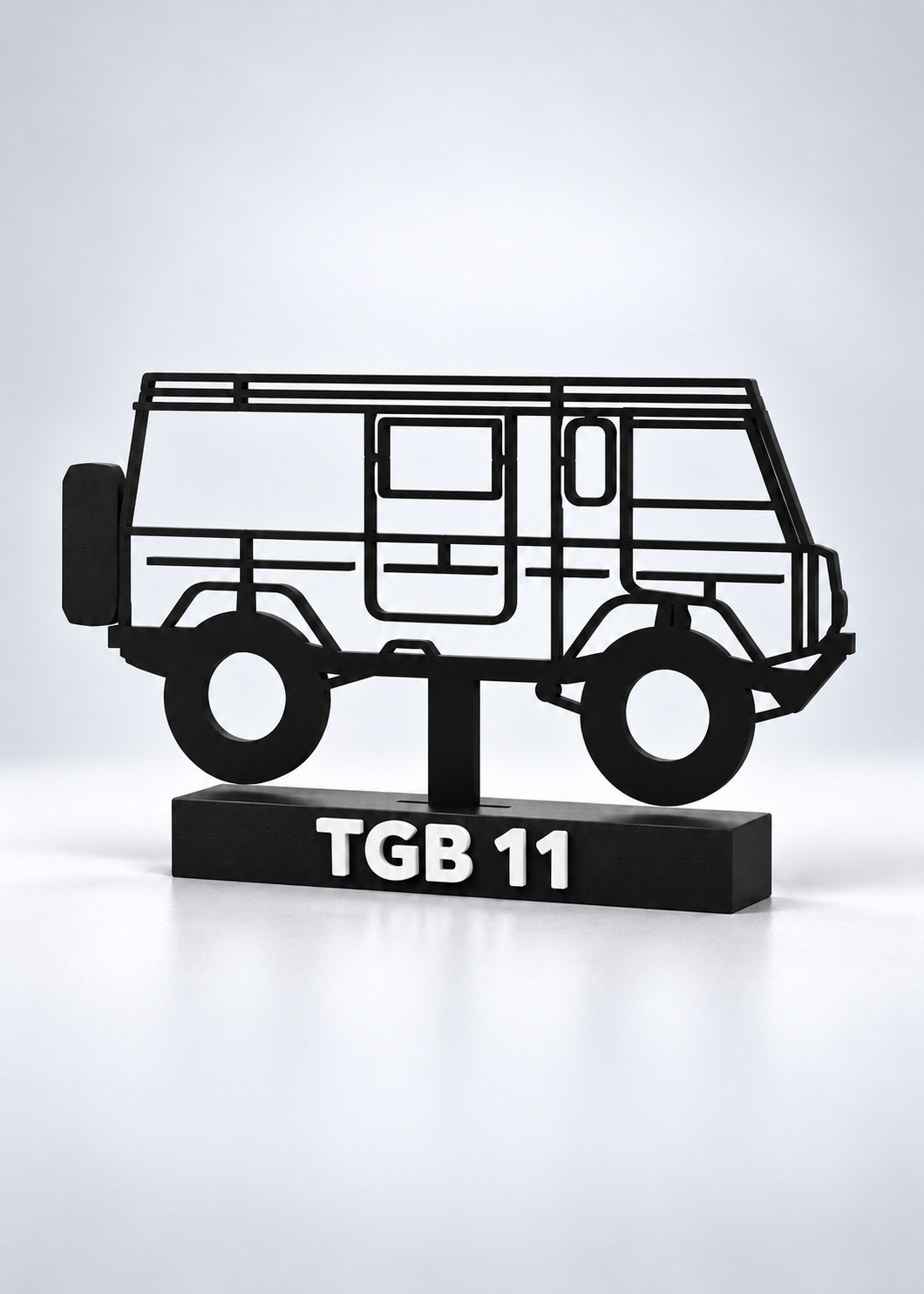 Digital preview of the updated TGB 11 Hilbert silhouette display model, closer angled studio view.