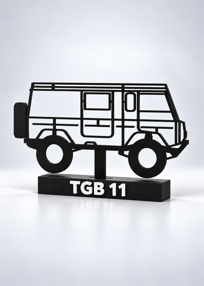 Digital preview of the updated TGB 11 Hilbert silhouette display model, closer angled studio view.